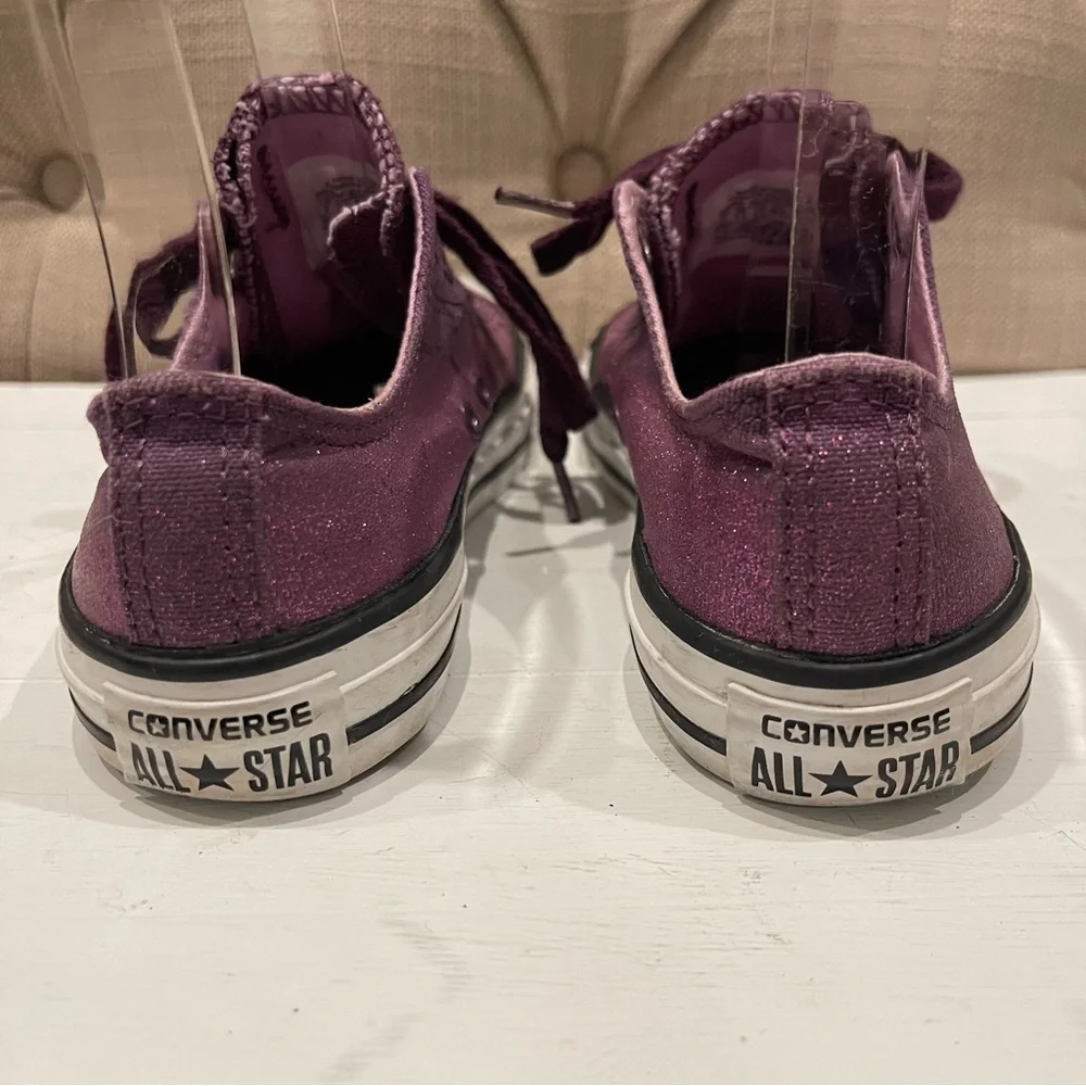 Converse All Star Glitter Sneakers Girls Size 2 Purple Double Tong